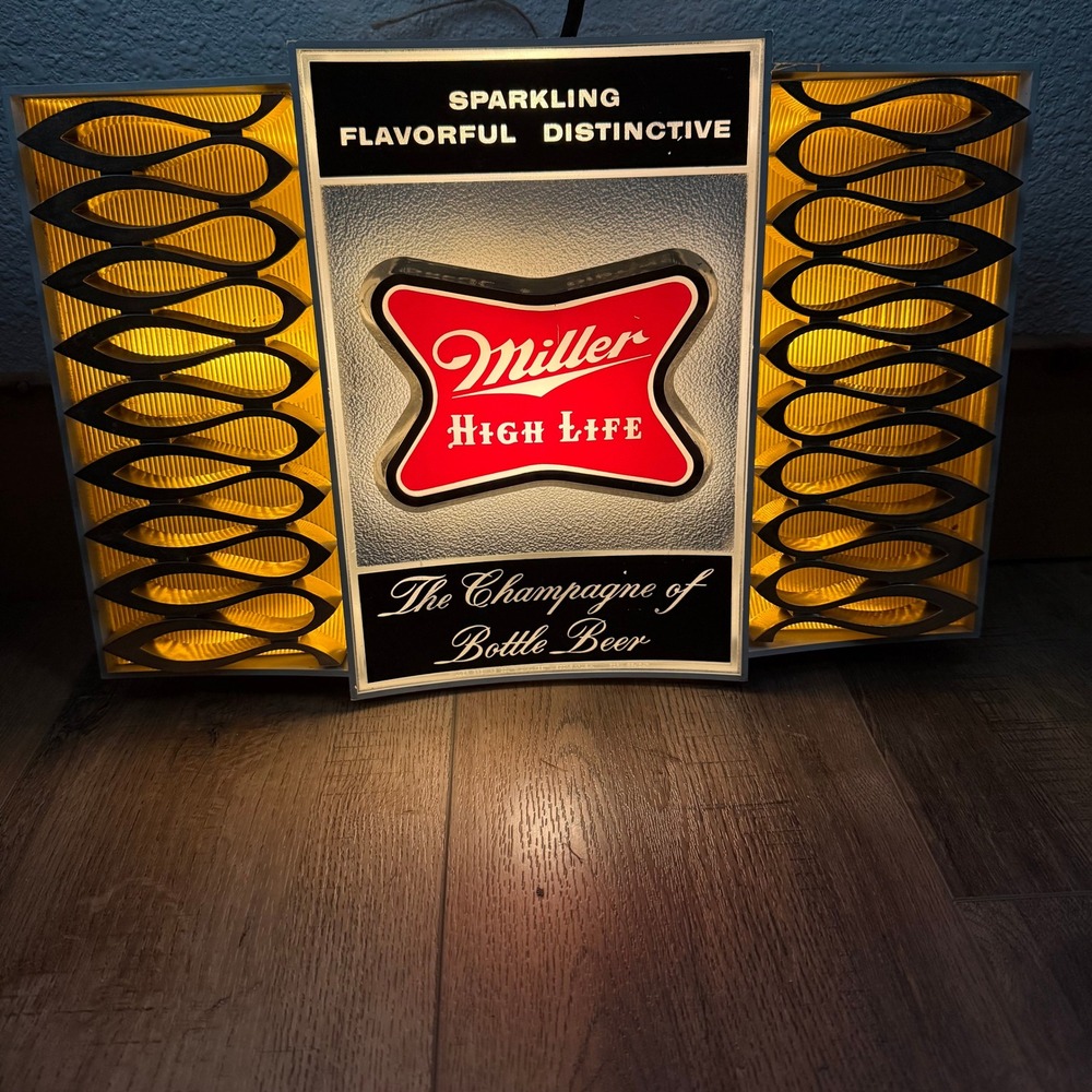 Vintage 60s Miller High Life Champagne of Bottle Beer Lighted Sign WORKS